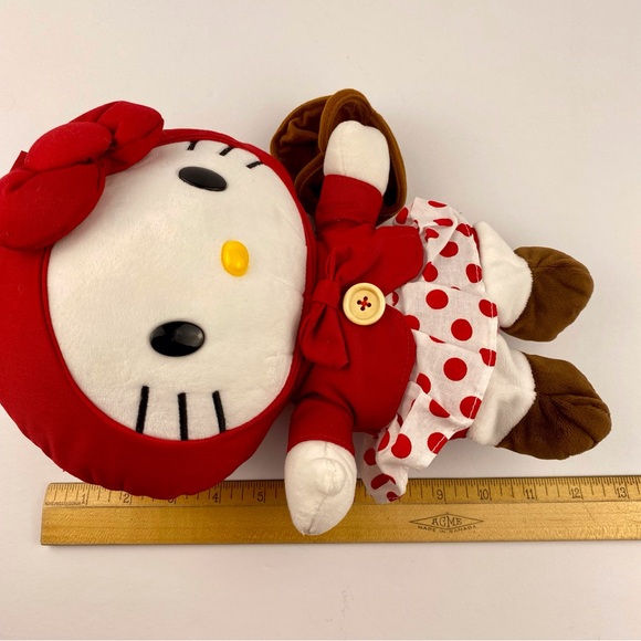 Sanrio Hello Kitty Red Riding Hood 12 in Official Plush Doll Red Hood Bow Basket - Picture 8 of 8